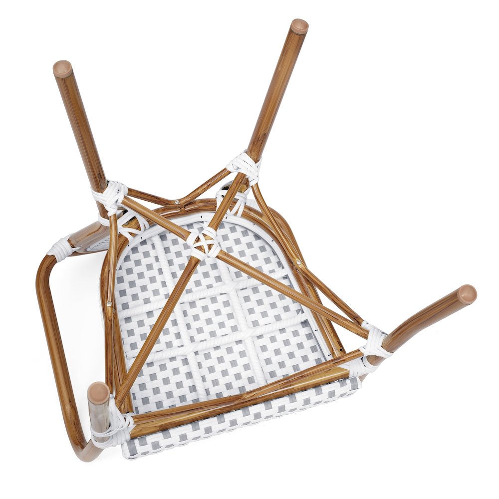 Classic Commercial Grade Indoor/Outdoor Bistro Chair, White & Gray/Natural Frame. Picture 16