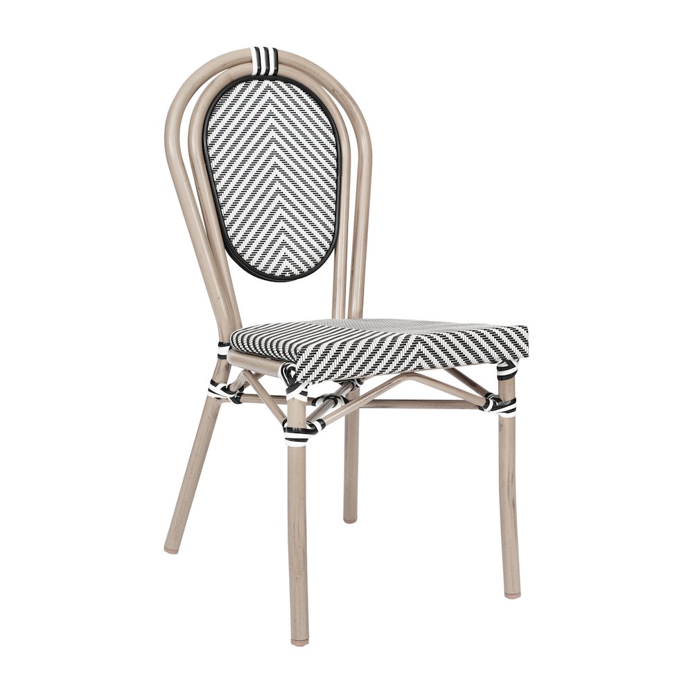 Classic Commercial Grade Bistro Chair, Black & White/Light Natural Frame. Picture 1