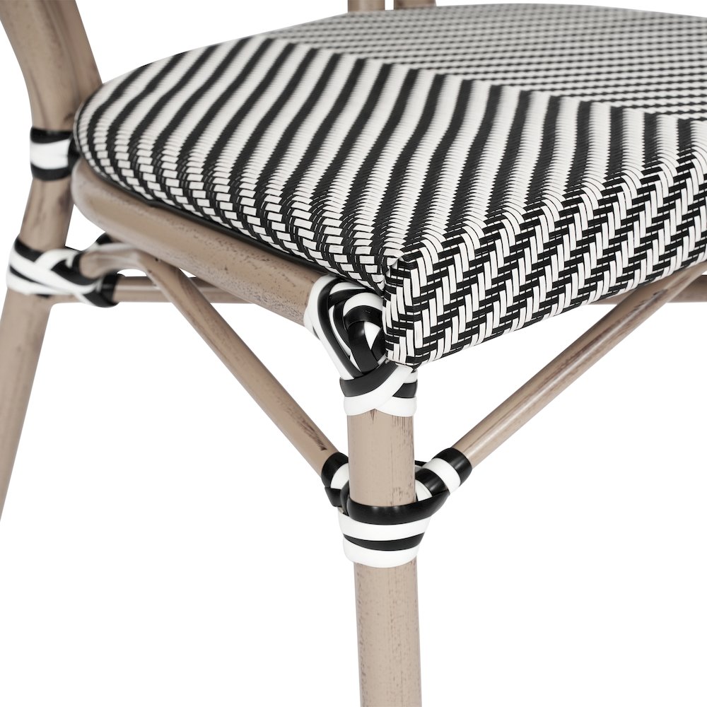 Classic Commercial Grade Bistro Chair, Black & White/Light Natural Frame. Picture 11