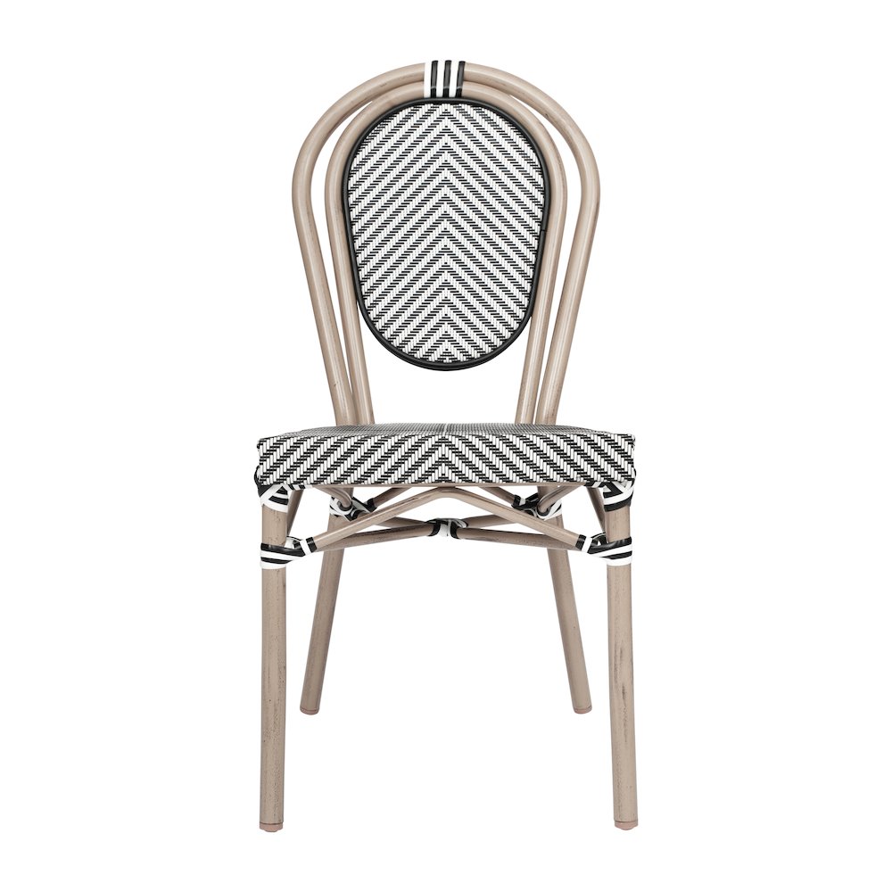 Classic Commercial Grade Bistro Chair, Black & White/Light Natural Frame. Picture 10
