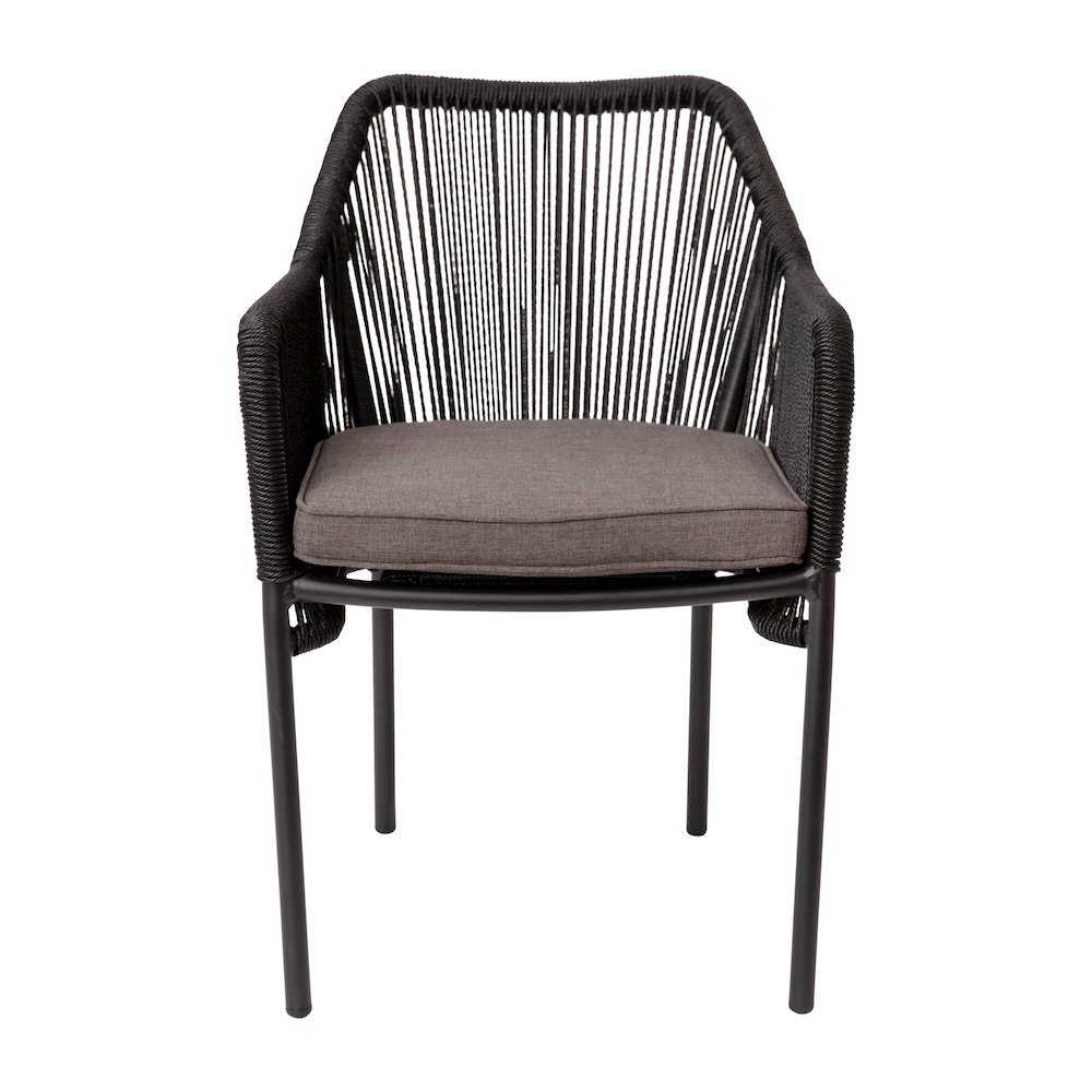 Set of 2 All-Weather Black Woven Stacking Club Chairs. Picture 11