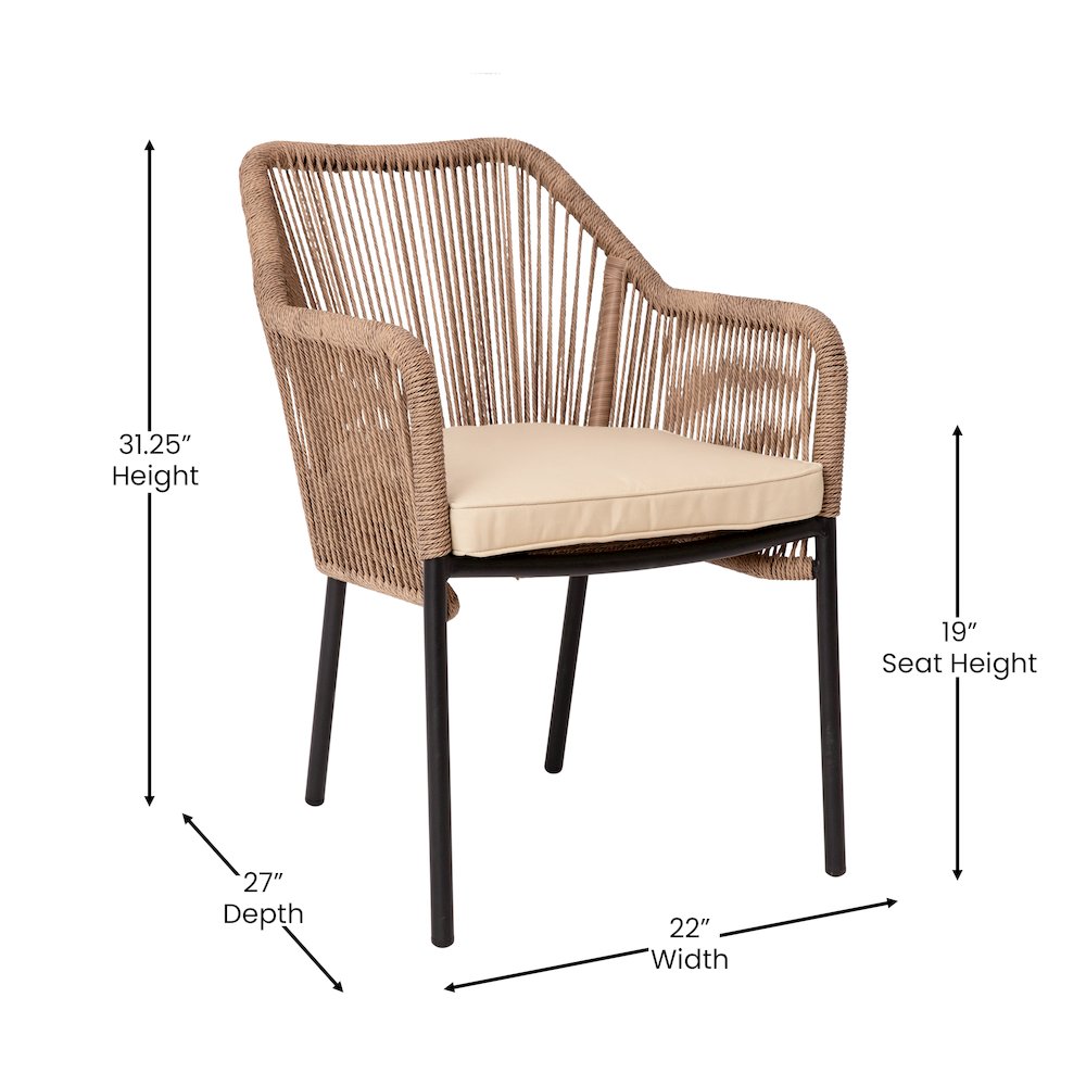 Set of 2 All-Weather Natural Woven Stacking Club Chairs. Picture 6