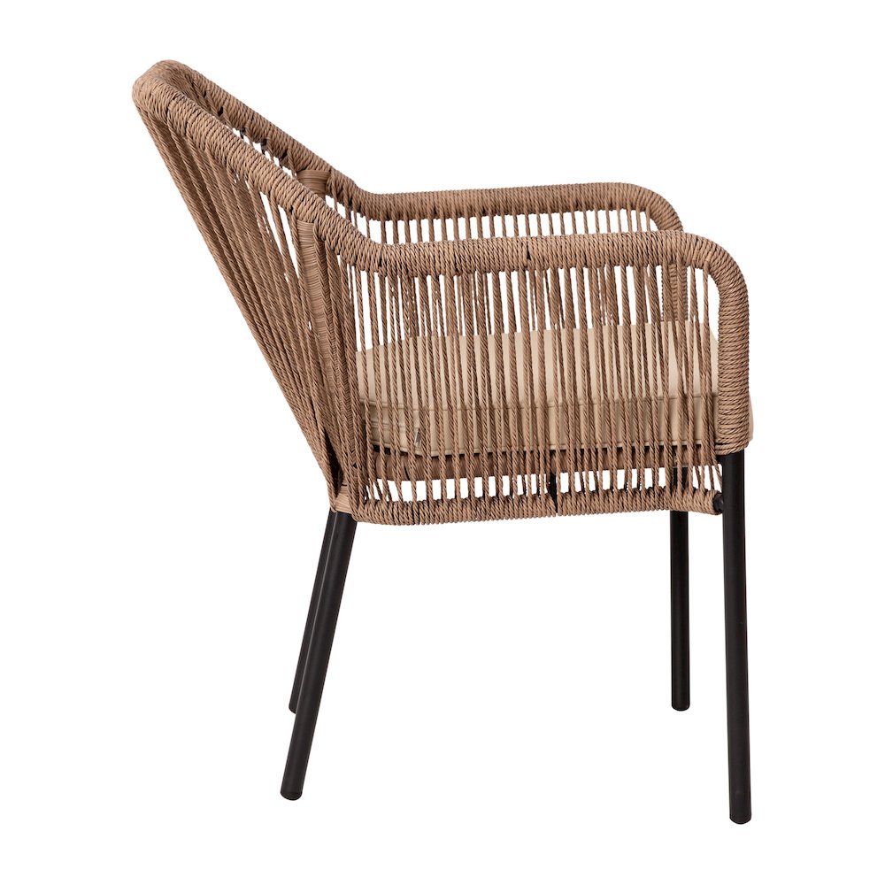 Set of 2 All-Weather Natural Woven Stacking Club Chairs. Picture 10