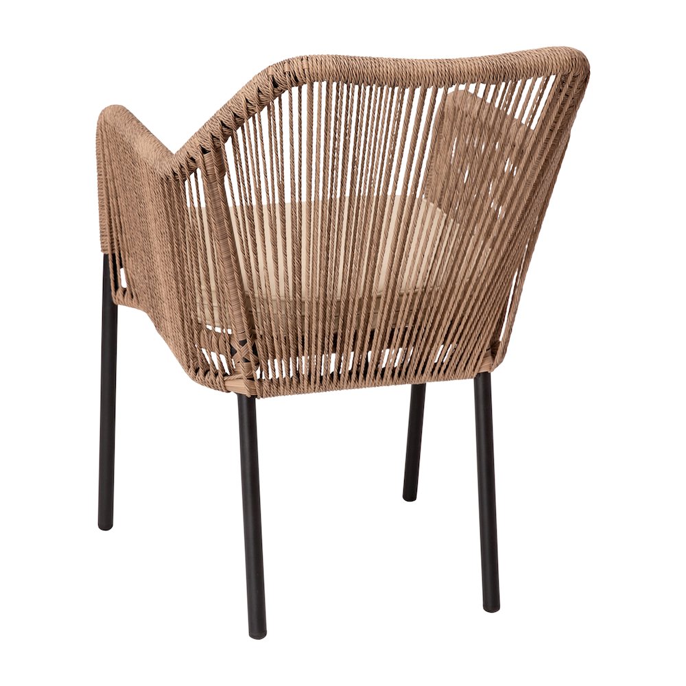 Set of 2 All-Weather Natural Woven Stacking Club Chairs. Picture 7