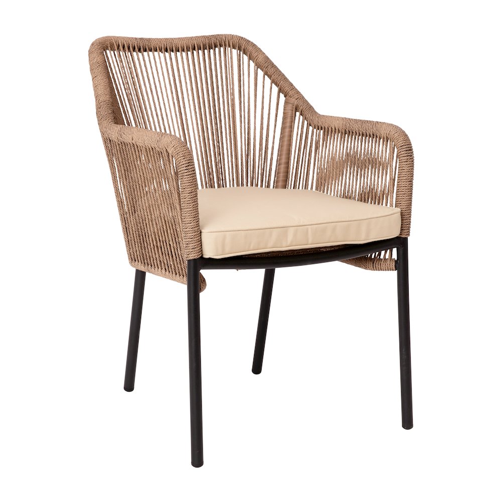 Set of 2 All-Weather Natural Woven Stacking Club Chairs. Picture 9