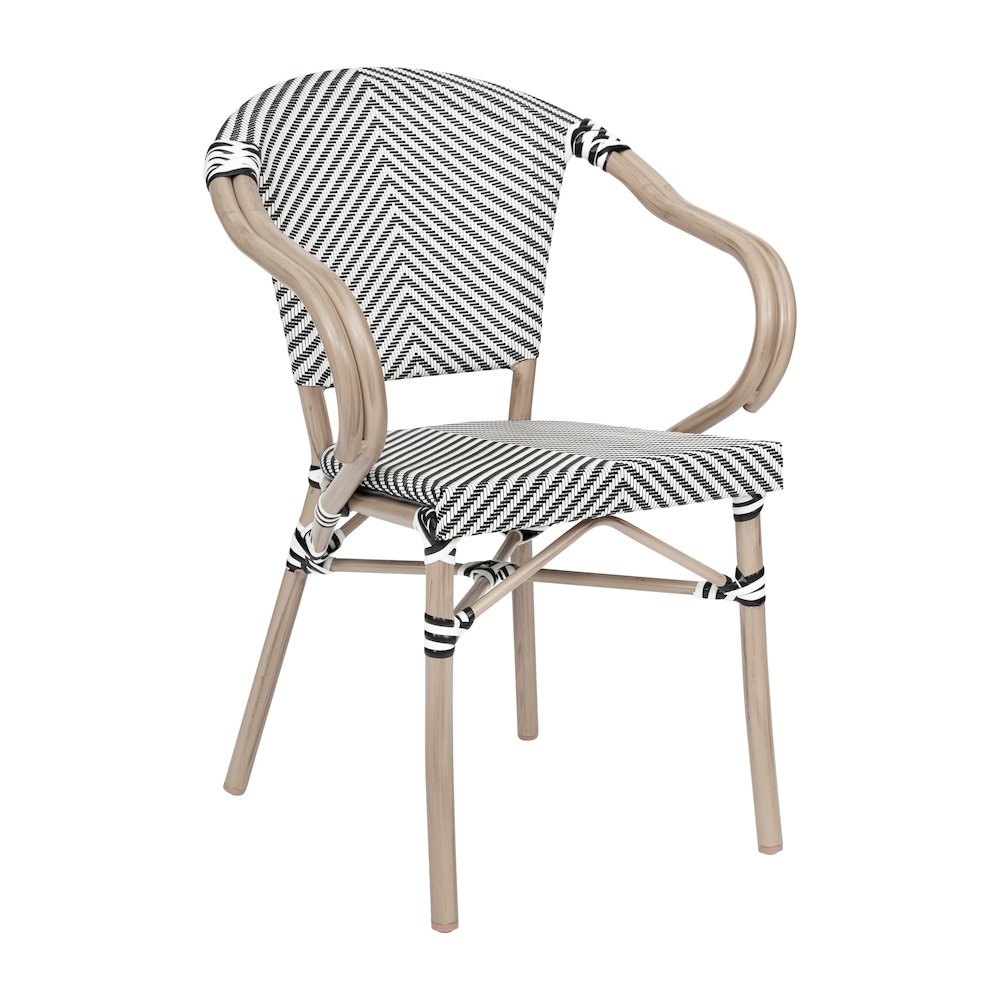 Classic Commercial Grade Bistro Chair, Black & White/Light Natural Frame. Picture 1
