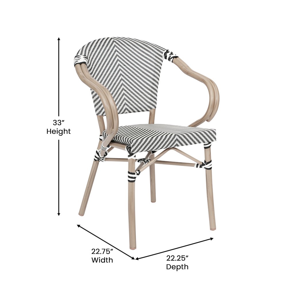 Classic Commercial Grade Bistro Chair, Black & White/Light Natural Frame. Picture 5