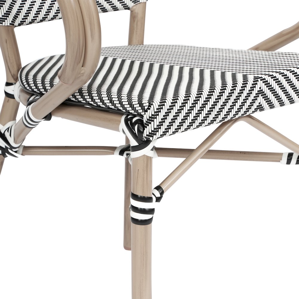 Classic Commercial Grade Bistro Chair, Black & White/Light Natural Frame. Picture 8