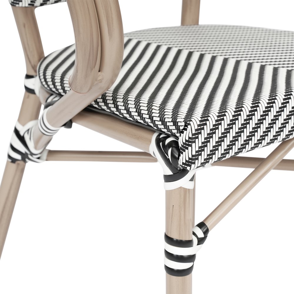 Classic Commercial Grade Bistro Chair, Black & White/Light Natural Frame. Picture 12