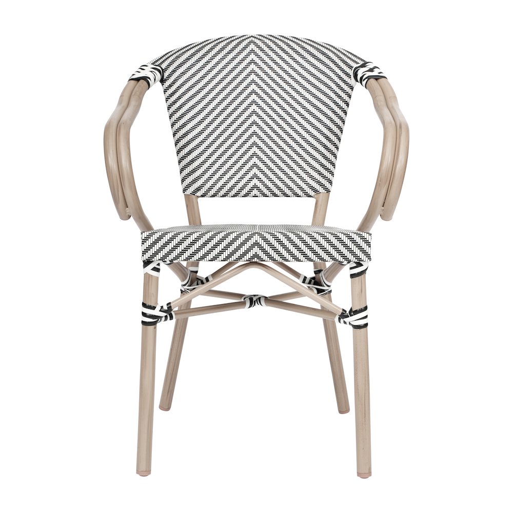 Classic Commercial Grade Bistro Chair, Black & White/Light Natural Frame. Picture 10