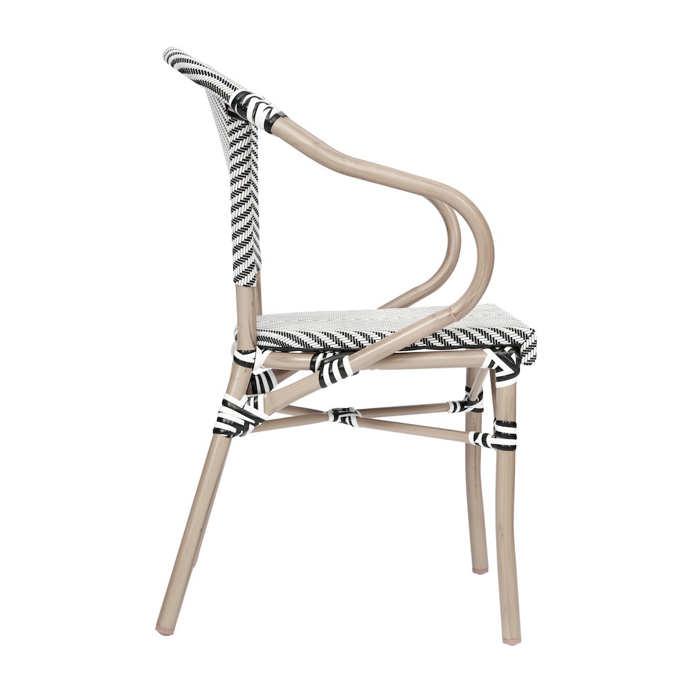 Classic Commercial Grade Bistro Chair, Black & White/Light Natural Frame. Picture 9
