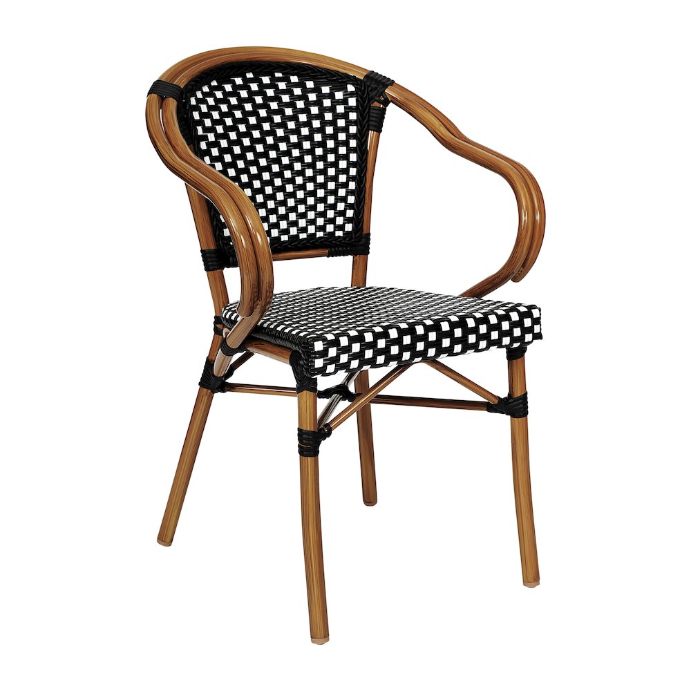 Classic Commercial Grade Bistro Chair, Black & White/Natural Frame. Picture 1