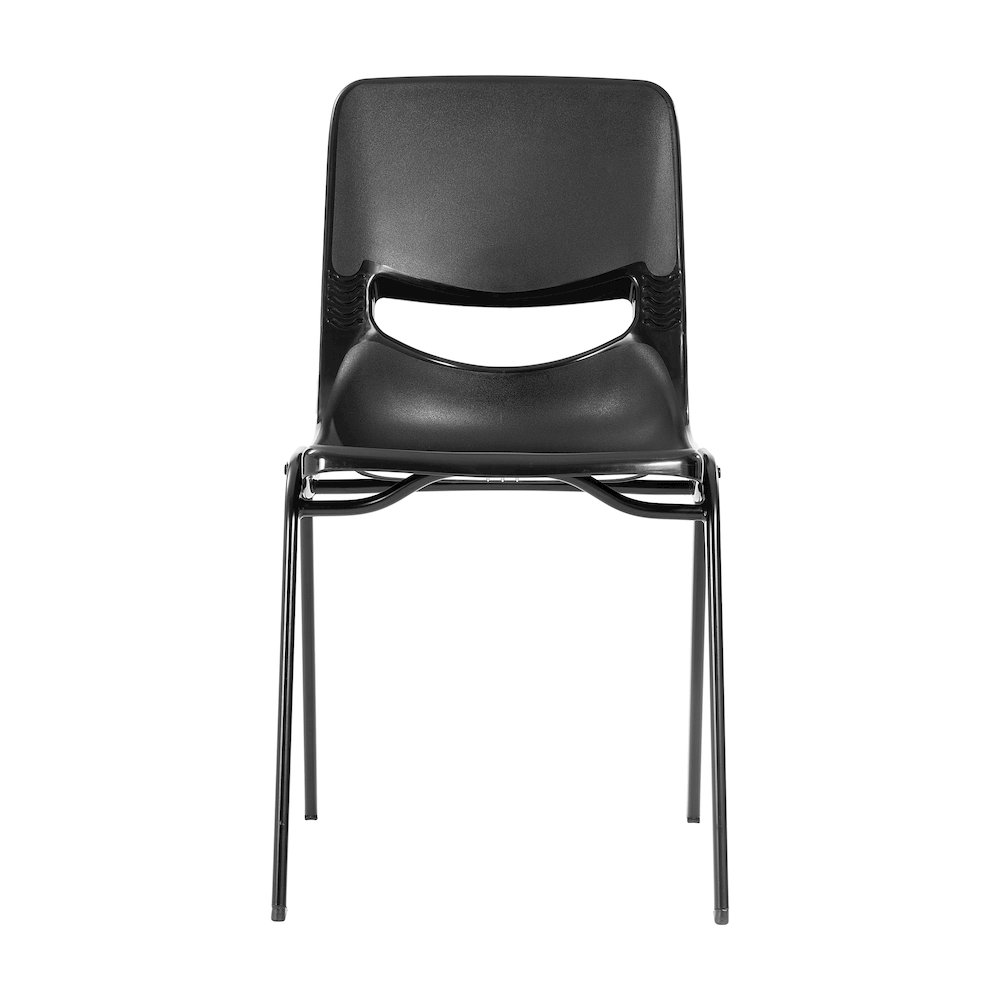 Classroom Stack Chair with Powder-Coated Frame and Black Ergonomic Back and Seat. Picture 9
