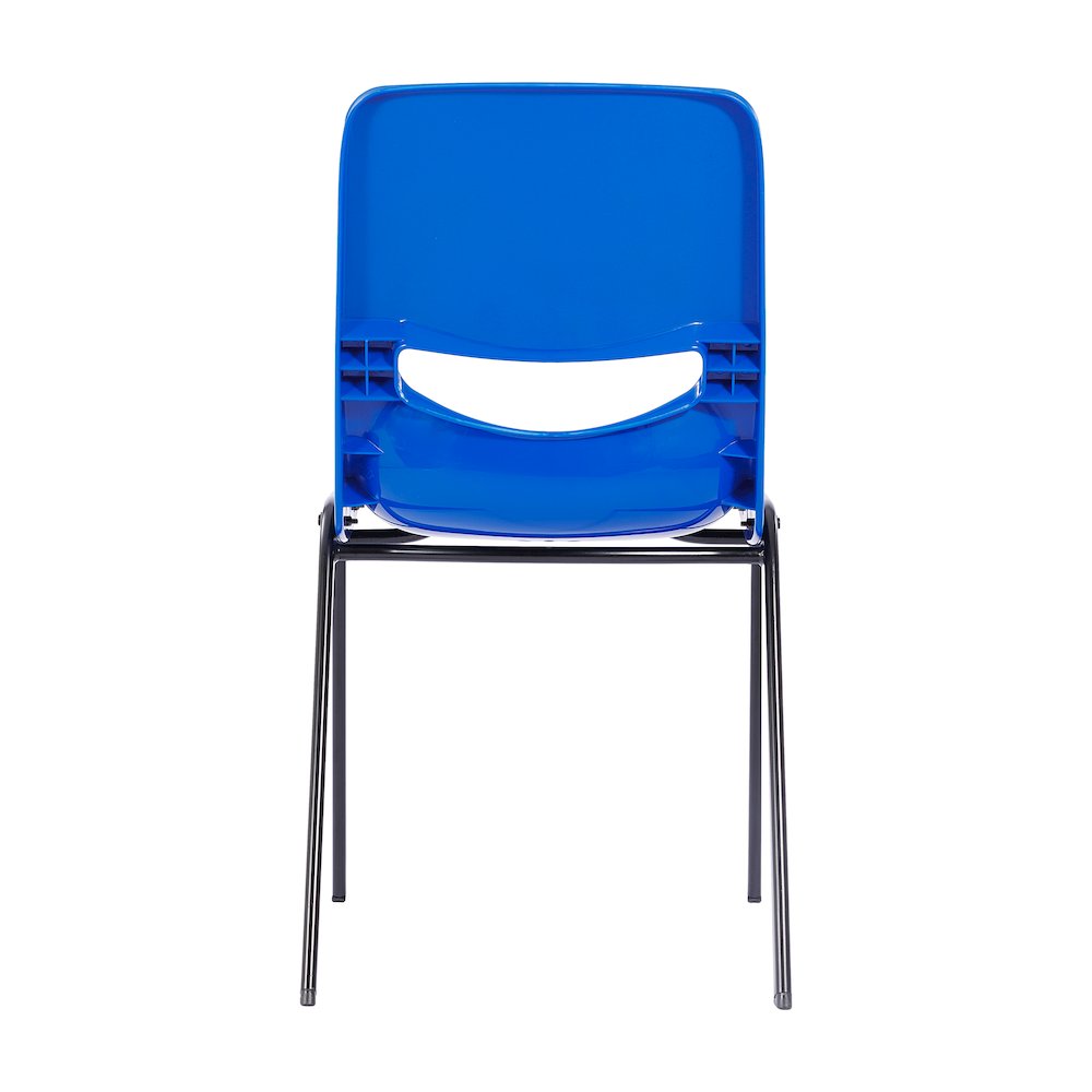 Classroom Stack Chair with Powder-Coated Frame and Navy Ergonomic Back and Seat. Picture 6