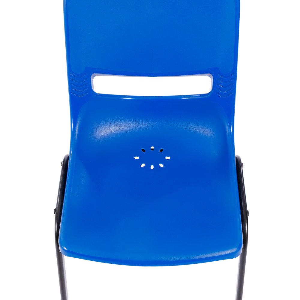 Classroom Stack Chair with Powder-Coated Frame and Navy Ergonomic Back and Seat. Picture 10