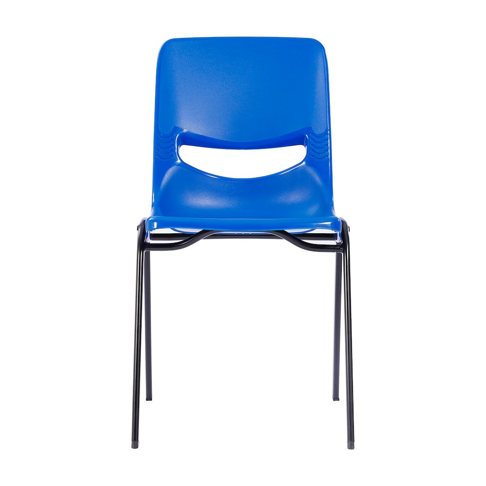 Classroom Stack Chair with Powder-Coated Frame and Navy Ergonomic Back and Seat. Picture 9