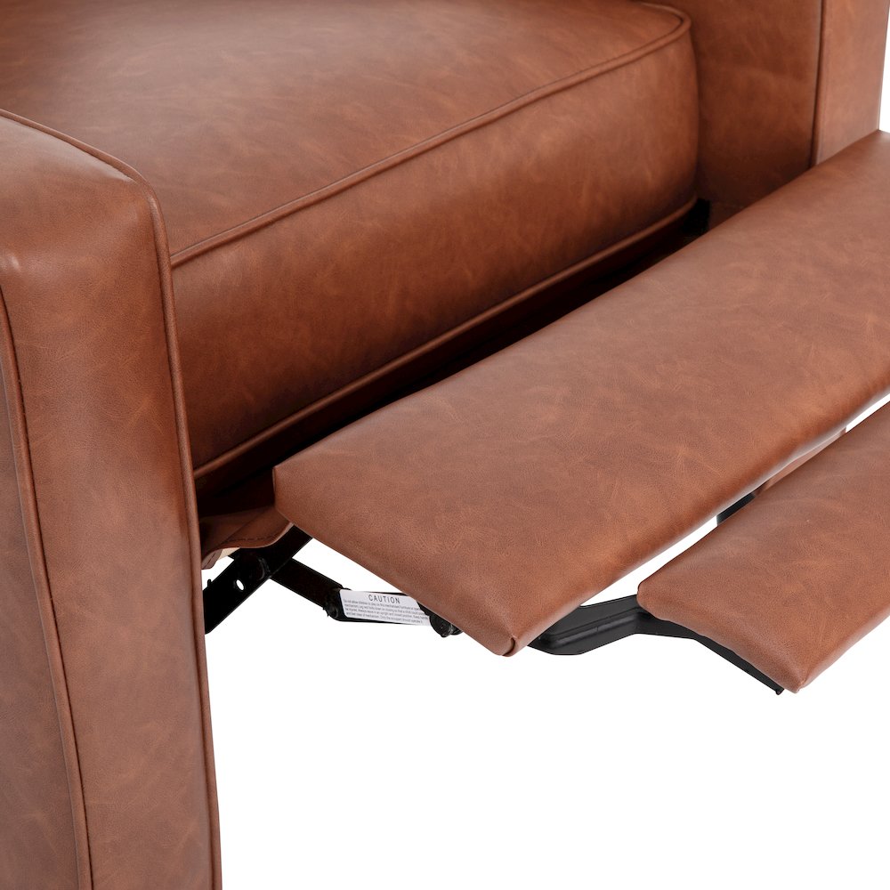Upholstered Button Tufted Pushback Recliner in Cognac Brown for Residential, Use. Picture 11