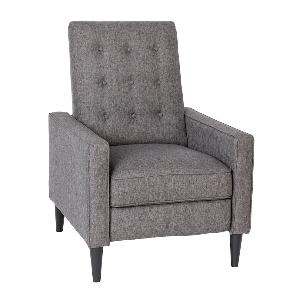 Fabric Upholstered Button Tufted Pushback Recliner in Gray for Residential, Use. Picture 1