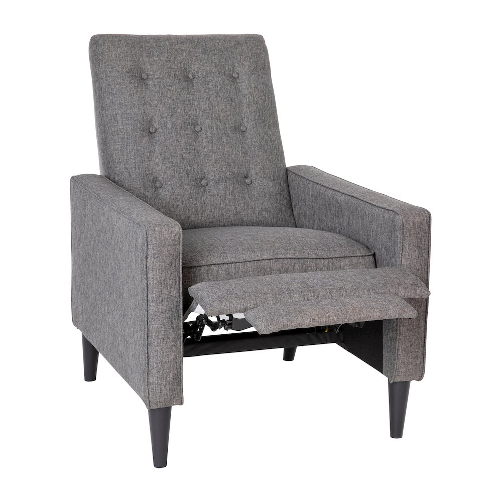 Fabric Upholstered Button Tufted Pushback Recliner in Gray for Residential, Use. Picture 10