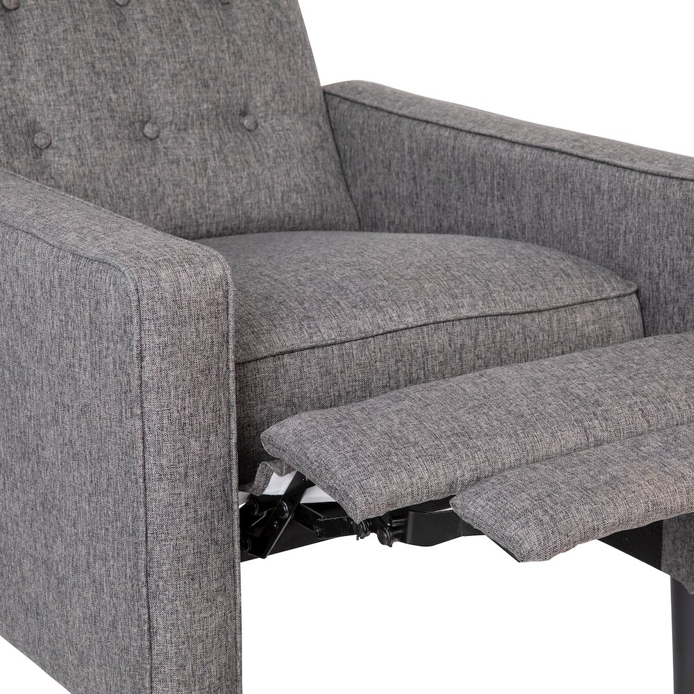 Fabric Upholstered Button Tufted Pushback Recliner in Gray for Residential, Use. Picture 11