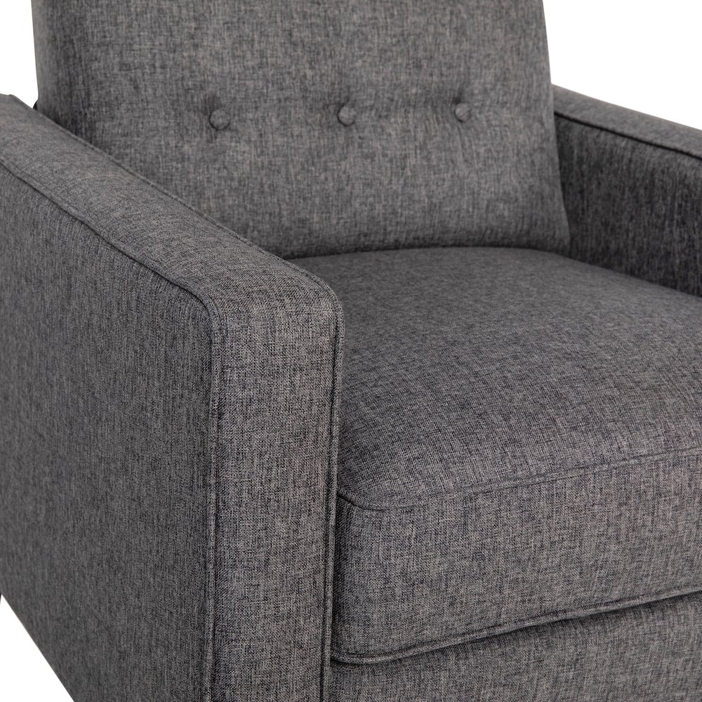 Fabric Upholstered Button Tufted Pushback Recliner in Gray for Residential, Use. Picture 12