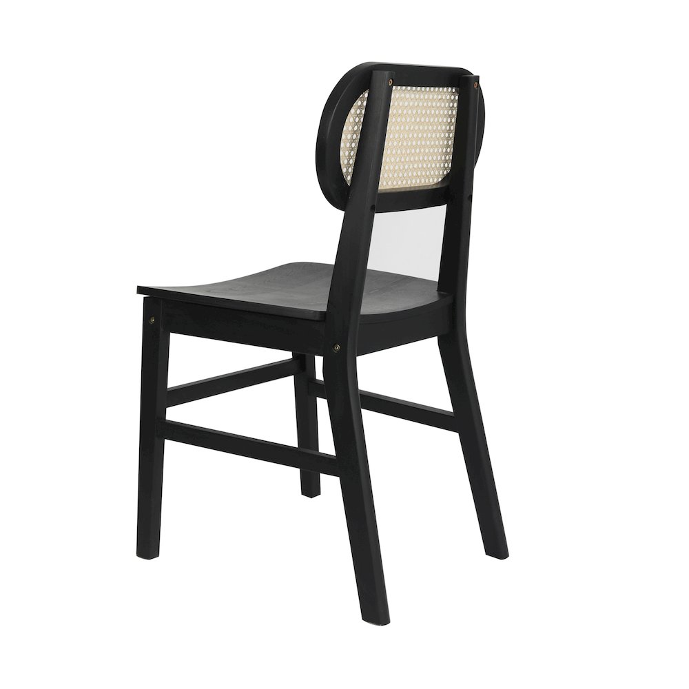 Set of 2 Cane Rattan Dining and Event Chairs with Solid Wood Frame and Seat. Picture 9
