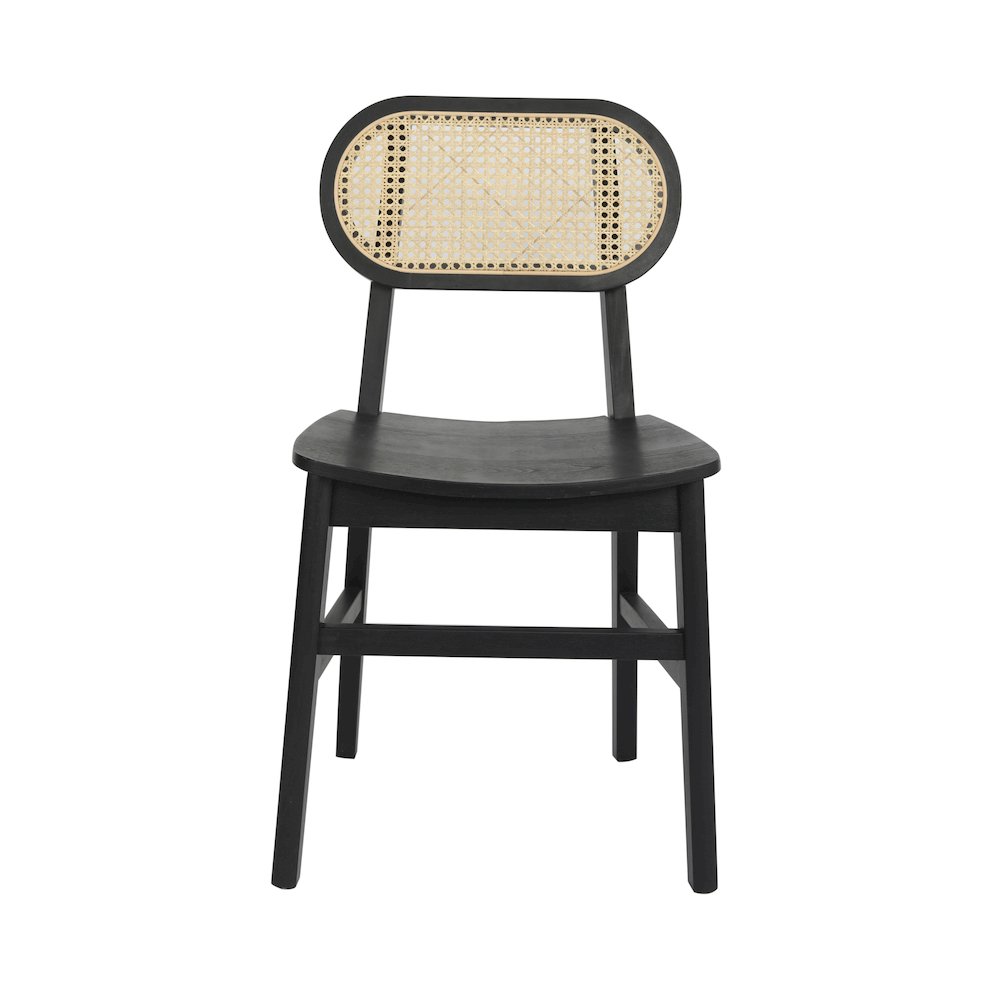 Set of 2 Cane Rattan Dining and Event Chairs with Solid Wood Frame and Seat. Picture 11
