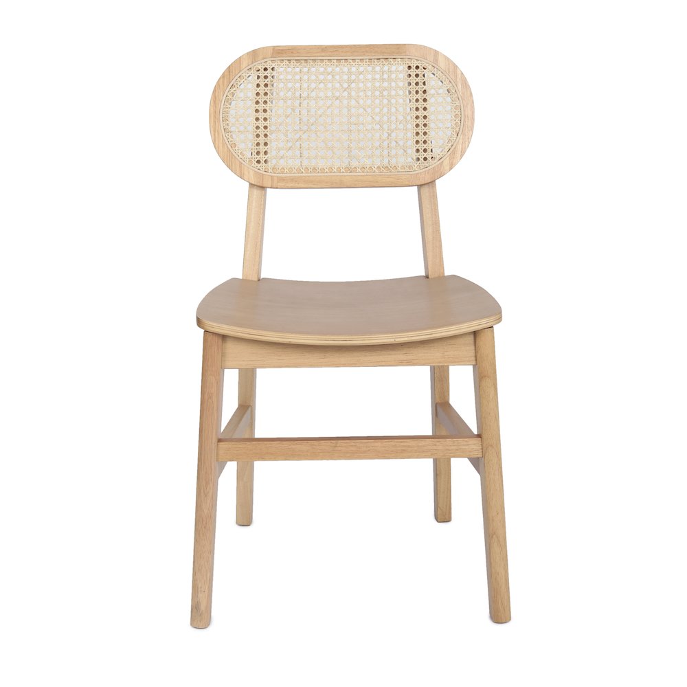 Set of 2 Cane Rattan Dining and Event Chairs with Solid Wood Frame and Seat. Picture 11