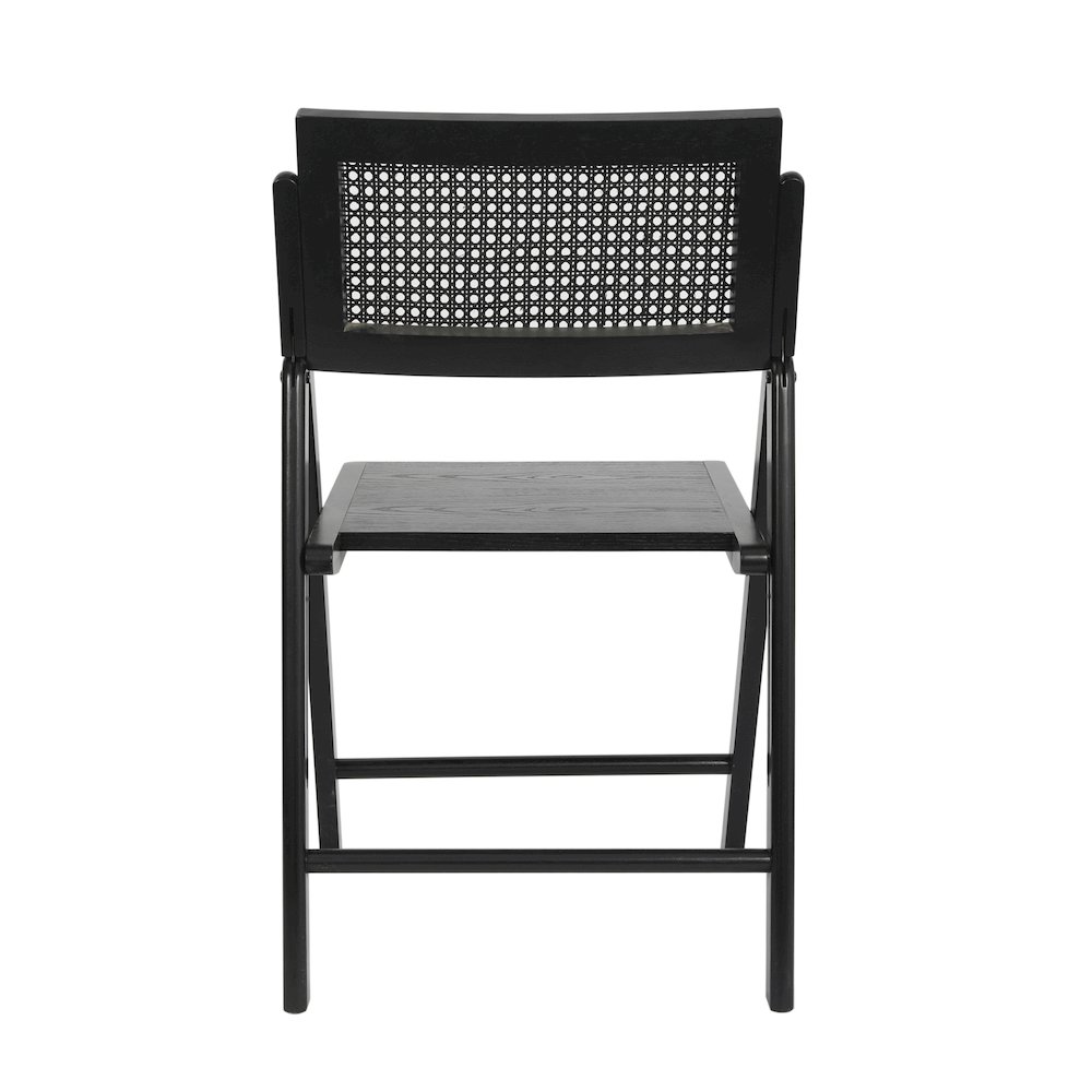 Set of 2 Commercial Cane Rattan Folding Dining and Event Chairs, Black. Picture 9