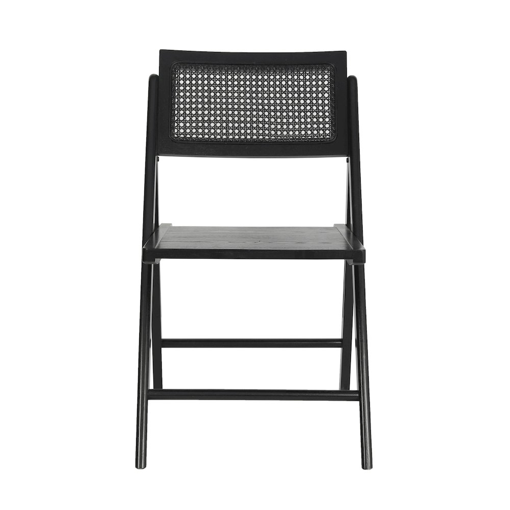 Set of 2 Commercial Cane Rattan Folding Dining and Event Chairs, Black. Picture 12