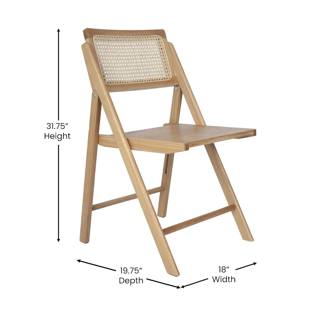 Set of 2 Commercial Cane Rattan Folding Dining and Event Chairs, Natural. Picture 6