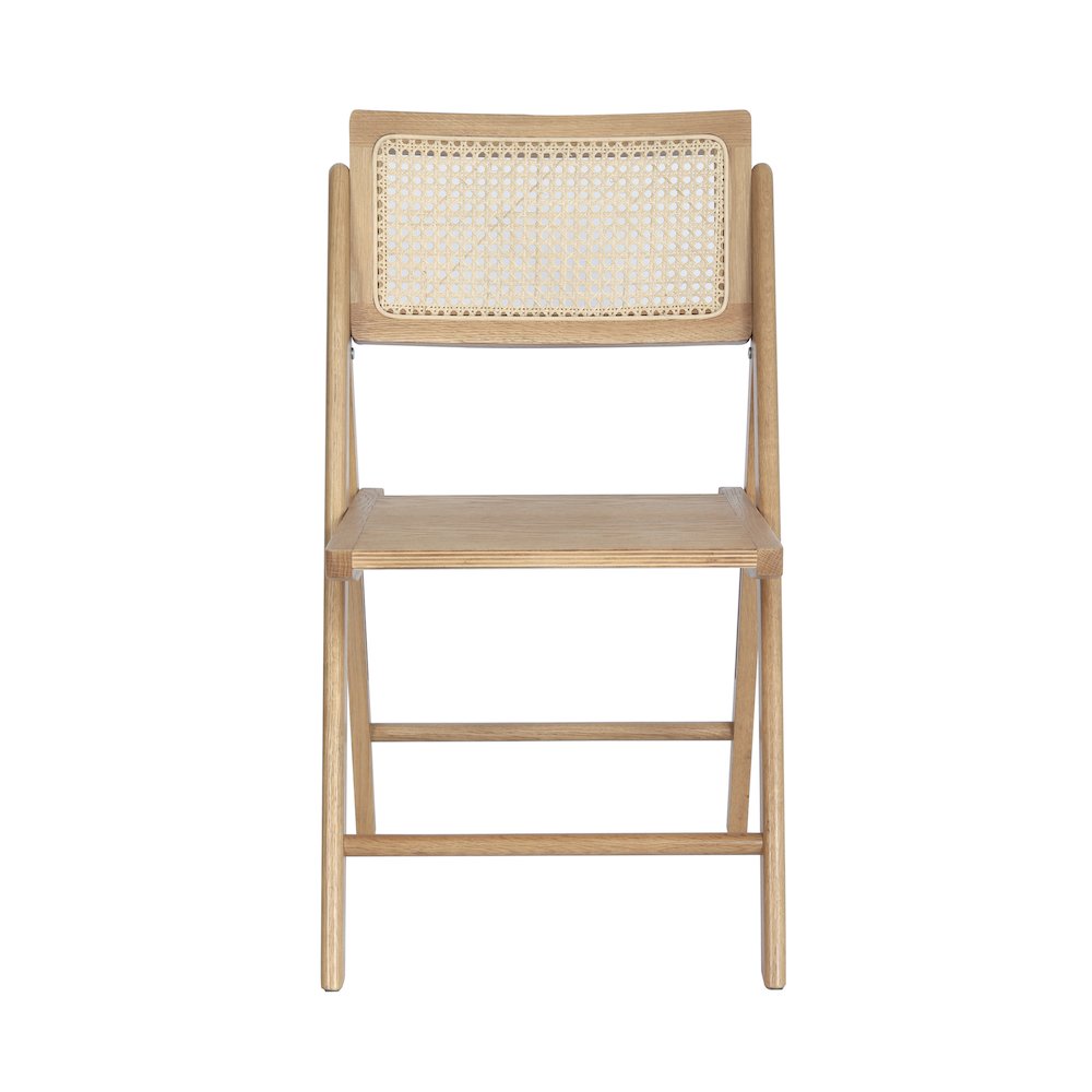 Set of 2 Commercial Cane Rattan Folding Dining and Event Chairs, Natural. Picture 12