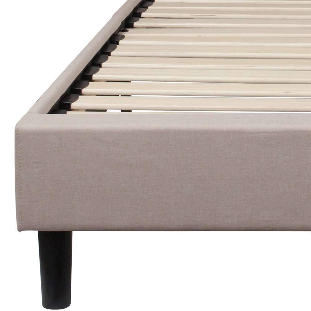 Full Size Tufted Upholstered Platform Bed in Beige Fabric. Picture 9
