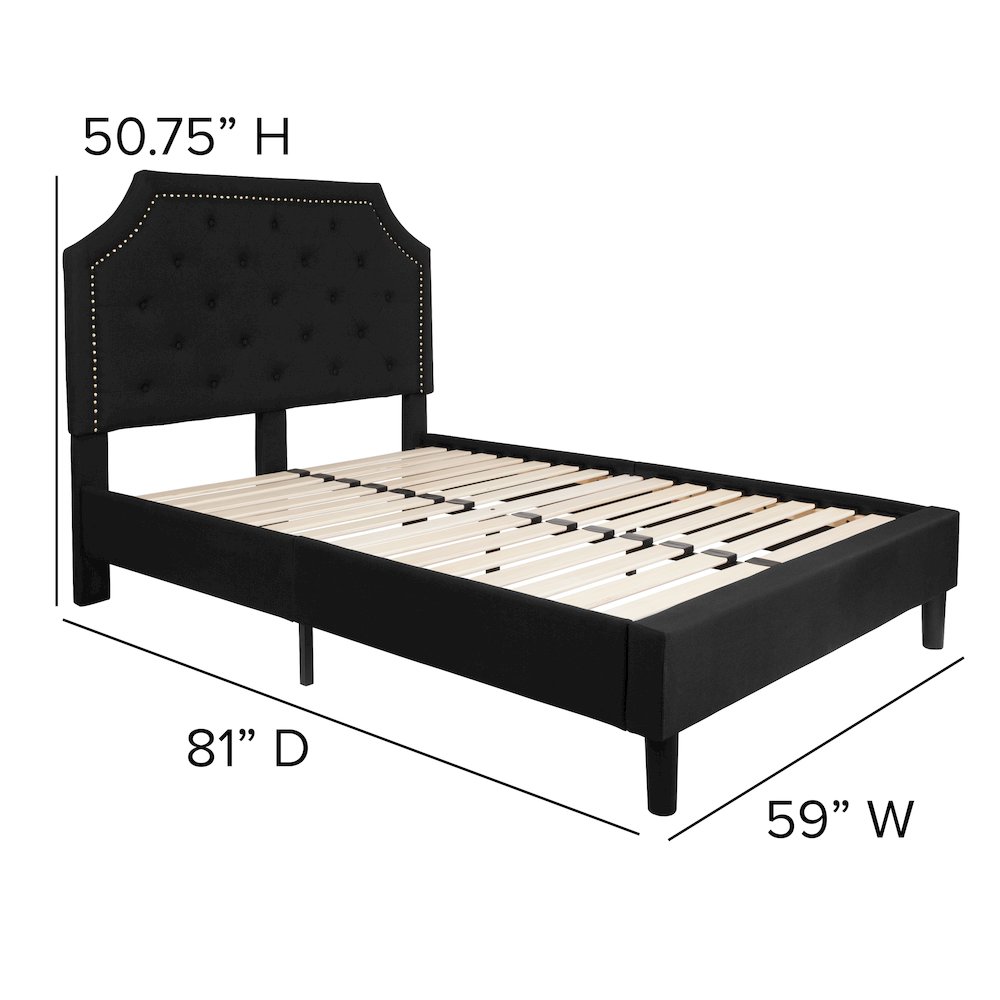 Full Size Arched Tufted Upholstered Platform Bed in Black Fabric. Picture 2