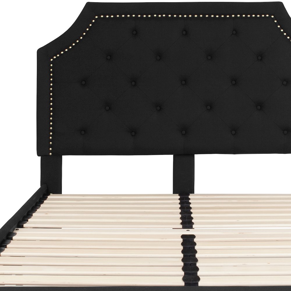 Full Size Tufted Upholstered Platform Bed in Black Fabric. Picture 7