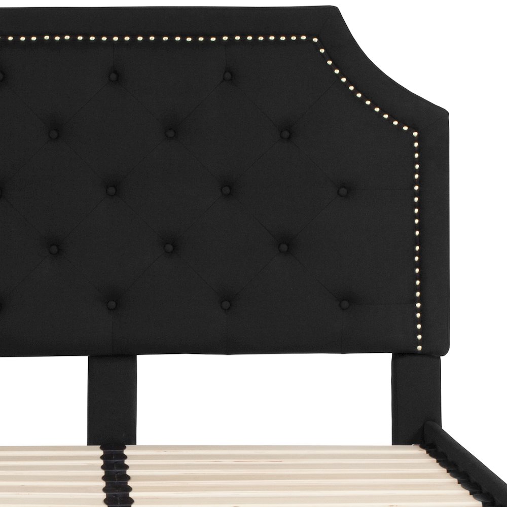 Full Size Tufted Upholstered Platform Bed in Black Fabric. Picture 9
