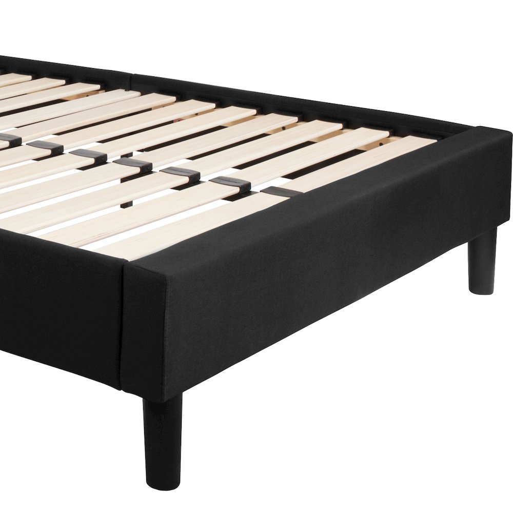 Full Size Tufted Upholstered Platform Bed in Black Fabric. Picture 11