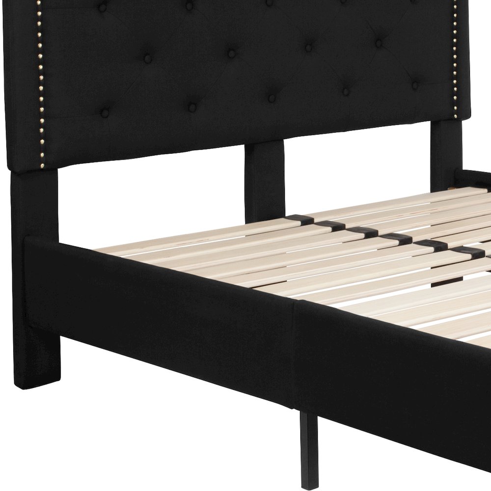 Full Size Tufted Upholstered Platform Bed in Black Fabric. Picture 10