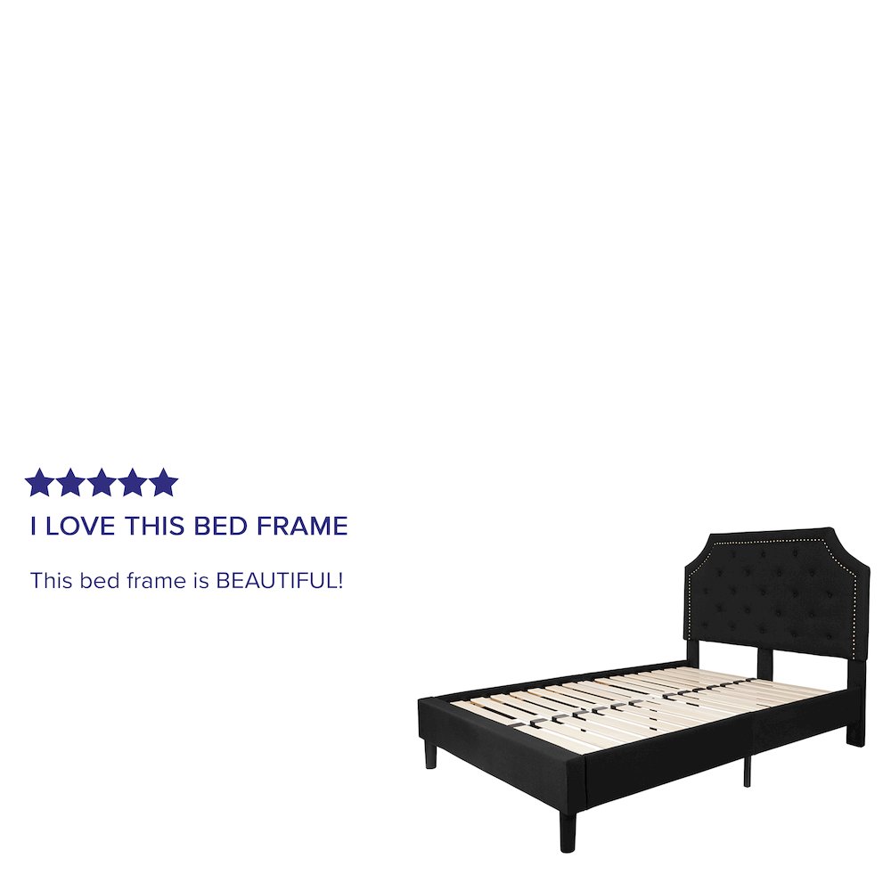 Full Size Arched Tufted Upholstered Platform Bed in Black Fabric. Picture 5