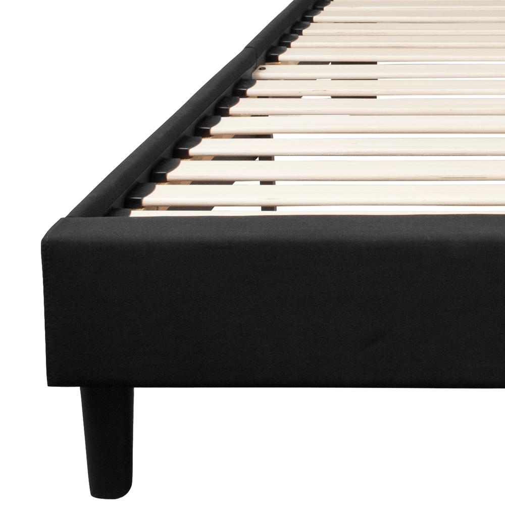 Queen Size Arched Tufted Upholstered Platform Bed in Black Fabric. Picture 5