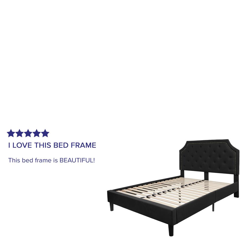 Queen Size Arched Tufted Upholstered Platform Bed in Black Fabric. Picture 7