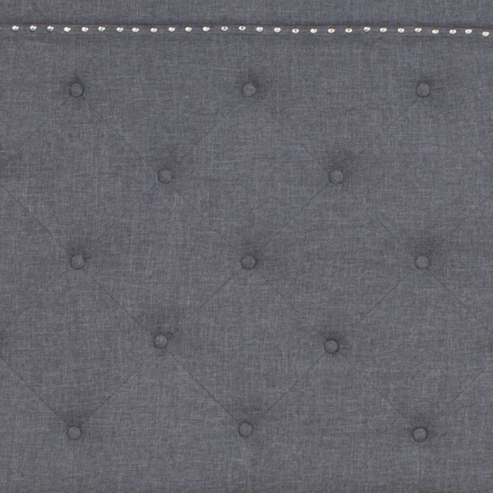 Queen Size Tufted Upholstered Platform Bed in Light Gray Fabric. Picture 11