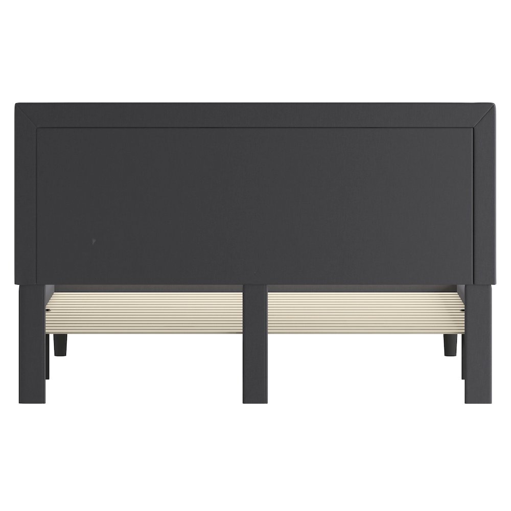 King Size Tufted Upholstered Platform Bed in Dark Gray Fabric. Picture 6