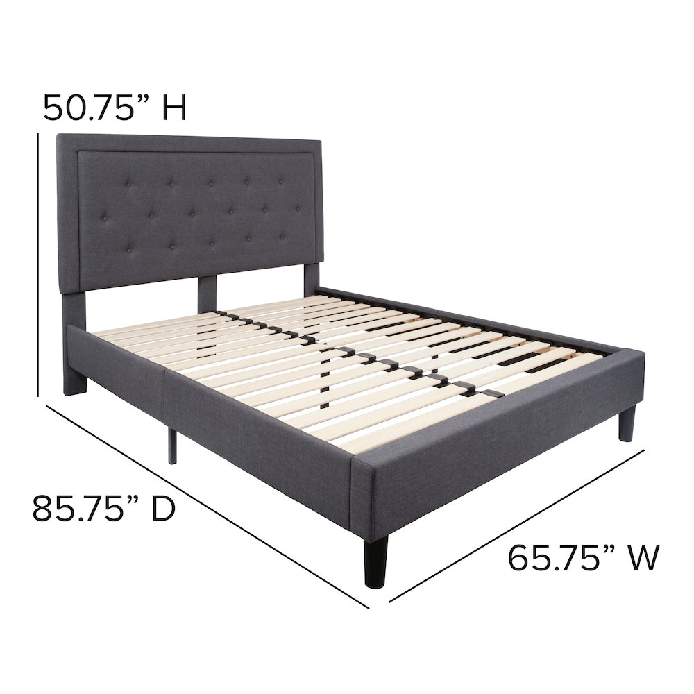 Queen Platform Bed | Queen Size Platform Bed Frame with Headboard. Picture 6