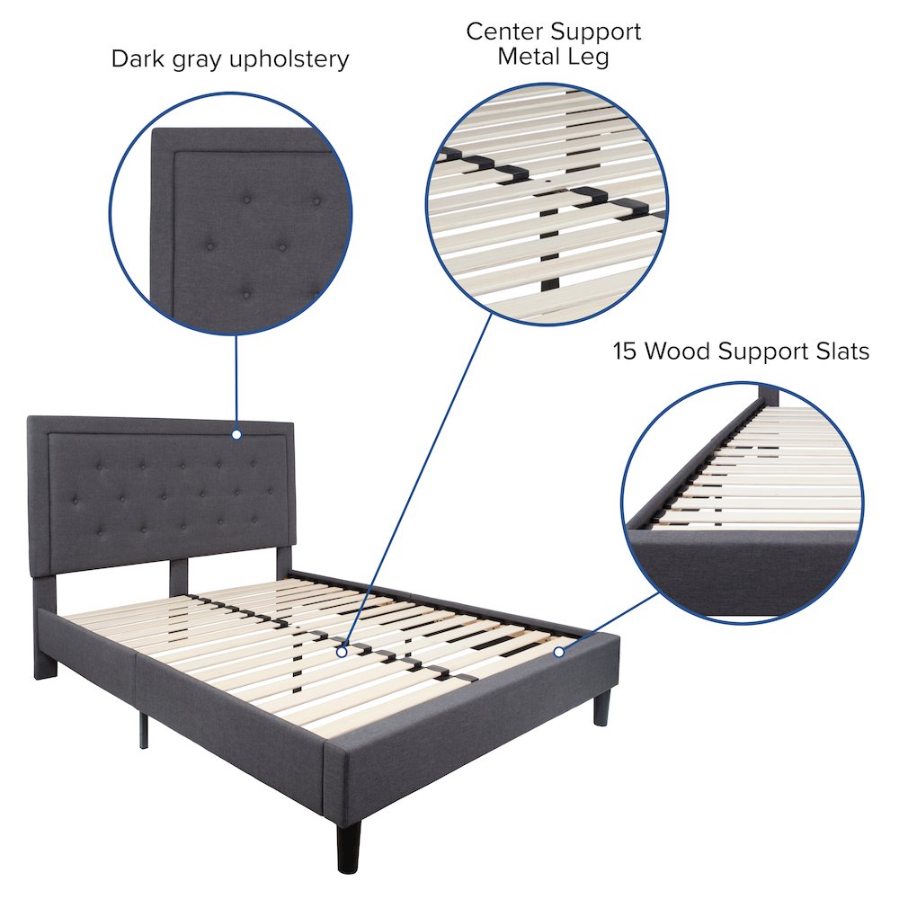 Queen Platform Bed | Queen Size Platform Bed Frame with Headboard. Picture 5
