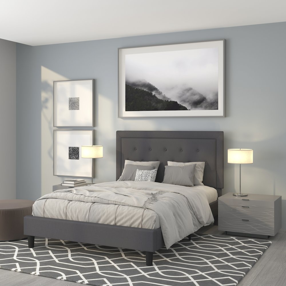 Queen Platform Bed | Queen Size Platform Bed Frame with Headboard. Picture 2