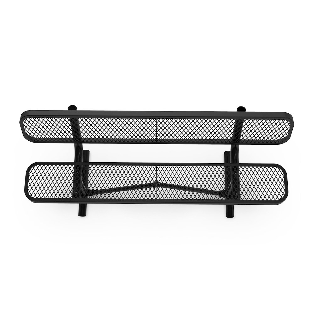 6' Commercial Grade Expanded Metal Bench with Backrest for up to 3 Adults, Black. Picture 10