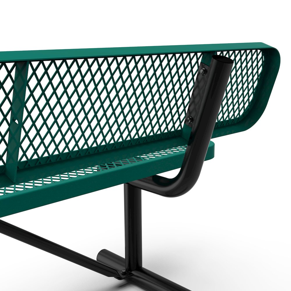 6' Commercial Grade Expanded Metal Bench with Backrest for up to 3 Adults, Green. Picture 7