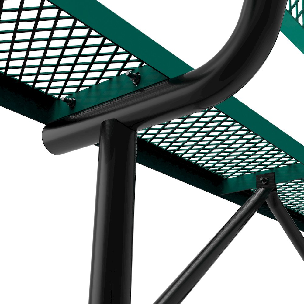 6' Commercial Grade Expanded Metal Bench with Backrest for up to 3 Adults, Green. Picture 11