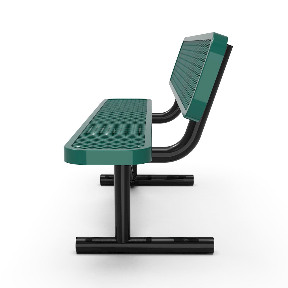 6' Commercial Grade Expanded Metal Bench with Backrest for up to 3 Adults, Green. Picture 8